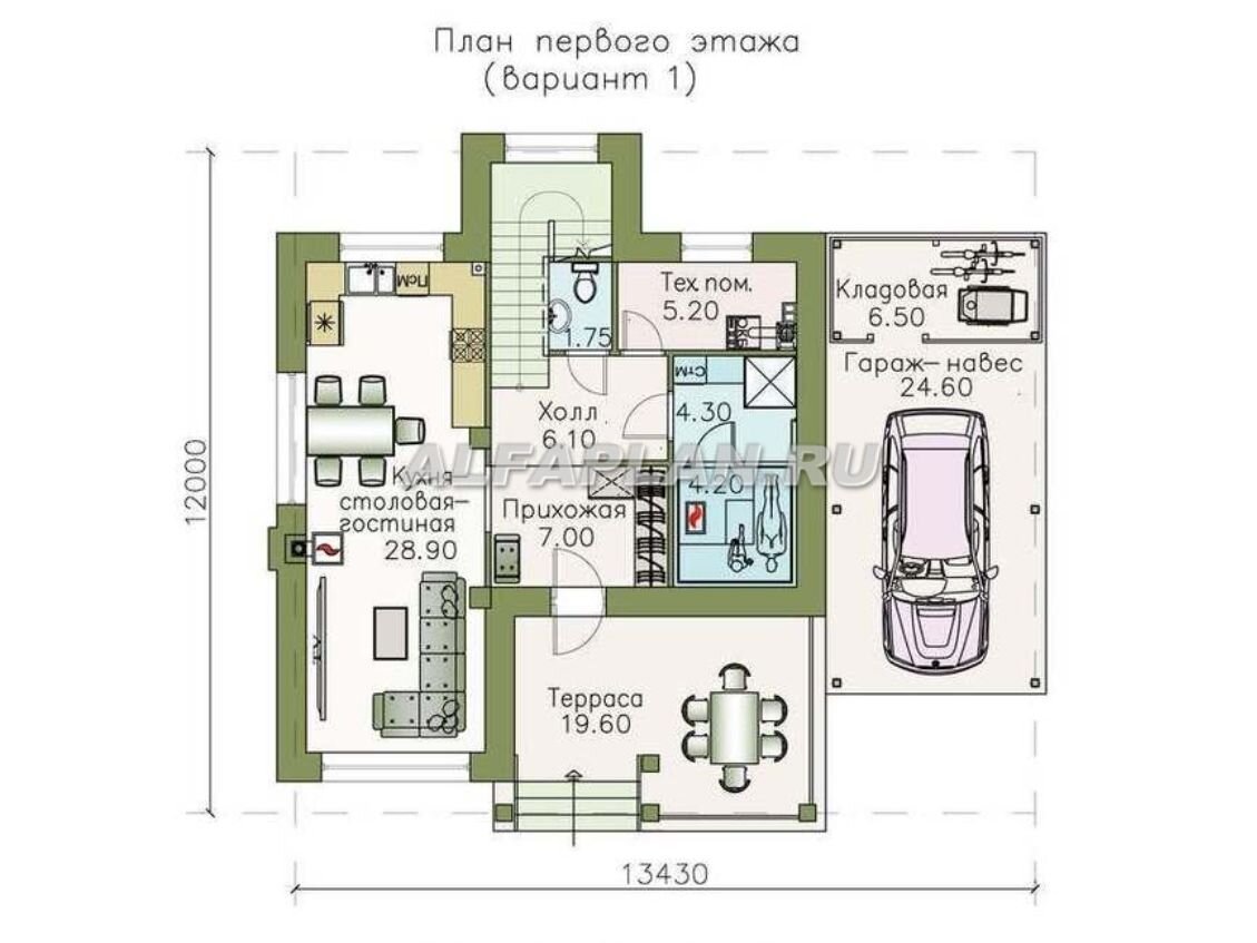 Планировка 1-го этажа дома 640В «Траектория», © Владимир Тарасов