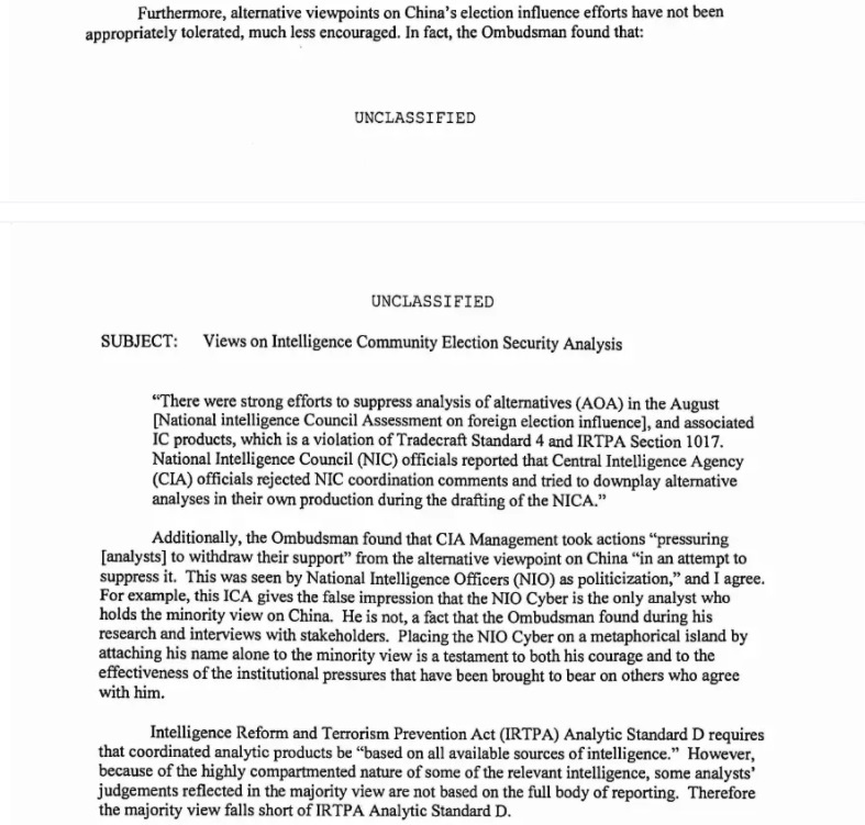Письмо Джона Рэтклиффа в Конгресс, страница 2. Источник - https://ru.scribd.com/document/491038048/Ratcliffe-Views-on-Intelligence-Community-Election-Security-Analysis#from_embed