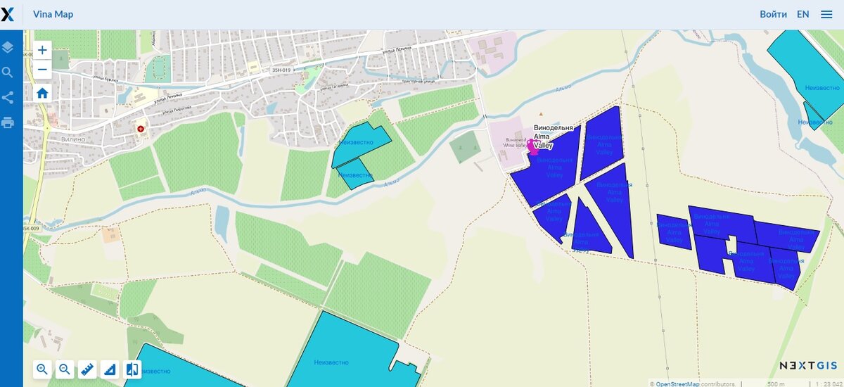 Скриншот с проекта Vina Map  http://devteev.nextgis.com/resource/7/display?panel=none