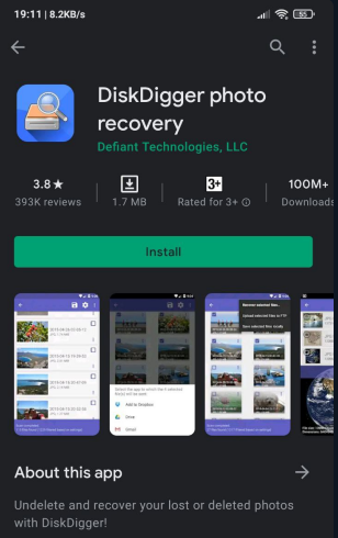 DiskDigger в Google Play Store