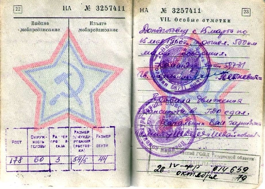 Что означает красная печать. Особые отметки в военном билете СССР. Штамп в военном билете. Печать в военнике. Особые отметки в военном билете д.