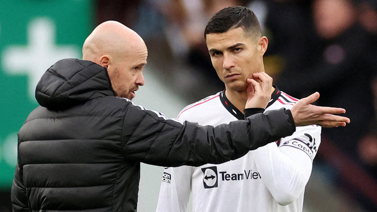    Эрик тен Хаг и Криштиану Роналду.