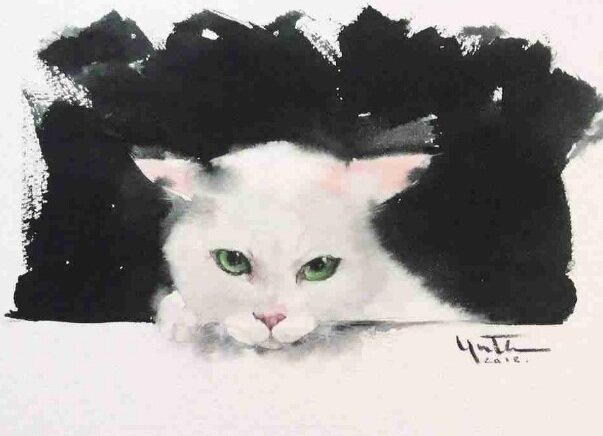 Удивительные кошки: потрясающие живые акварели по-сыромуот Ю. Мураками