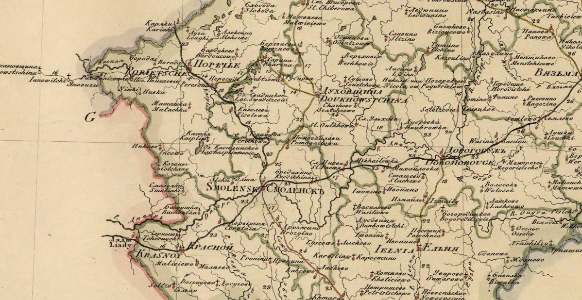 Поречский уезд. Карта Смоленской губернии 1812 года. Смоленский уезд карта. Старинные карты Бельского уезда Смоленской губернии.