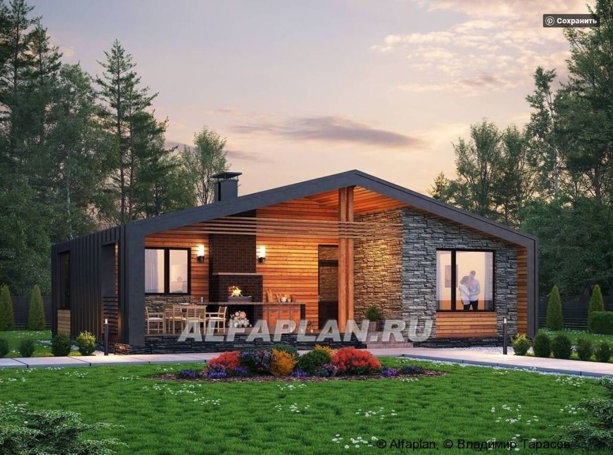 Проект одноэтажного дома 1014А «Гамма», © Владимир Тарасов