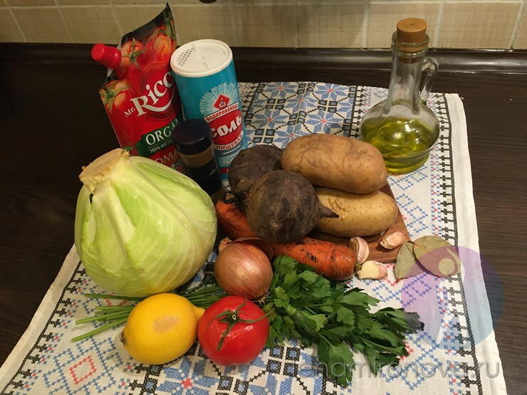 Ингредиенты для вкусного борща