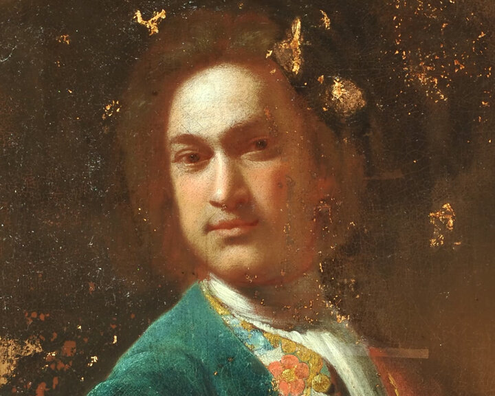 Иван Никитин. Портрет молодого человека в зеленом кафтане. ГРМ. Фрагмент