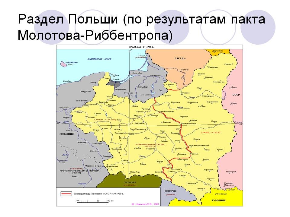 Раздел Польши между Германией и СССР по пакту Молотова-Риббентропа 