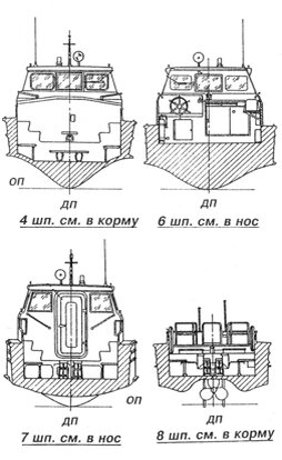 Поперечные сечения катера "Бекас" проекта 1402Б