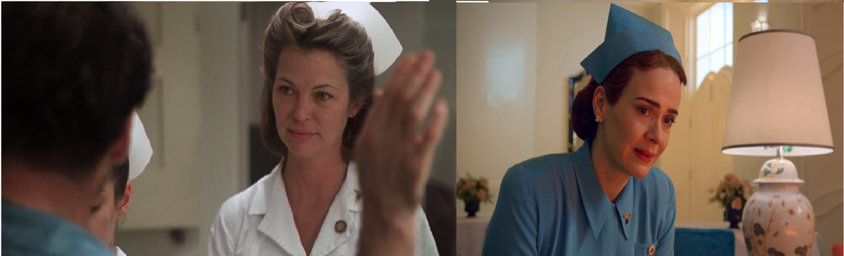 Милдред Рэтчед из фильма и из сериала. (Слева на прво)