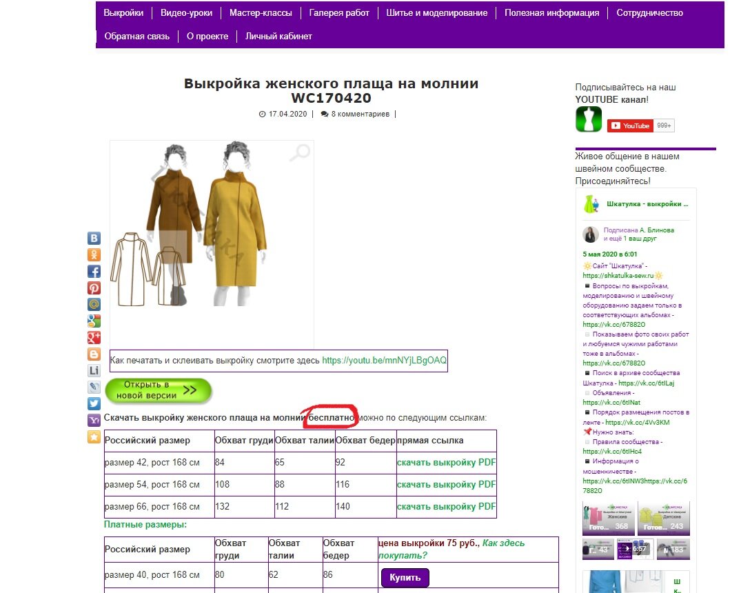 Швейная Мастерица (Бесплатные выкройки pdf) | ВКонтакте