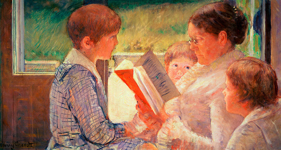"Миссис Кассат читает внукам", Мария Стивенсон Кассат, 1888 г 