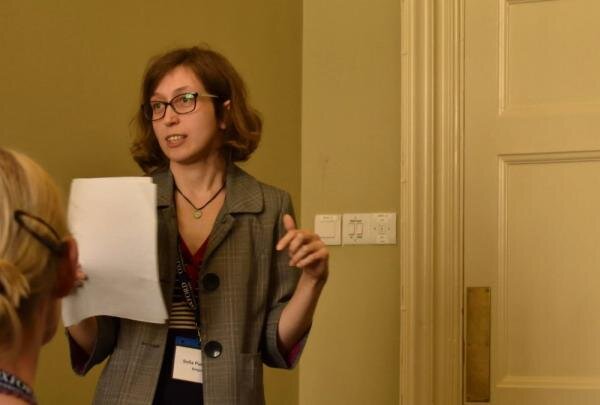   Софья Пучкова выступает с докладом в Оксфорде на 18-ой международной патристической конференции в 2019 году