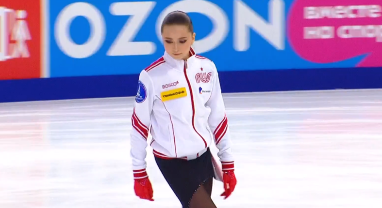 Камила Валиева, на тренировочном прокате. Источник фото: YouTube канал Первого канала.