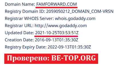 Возможность снять деньги с "Fam Forward" не подтверждена.