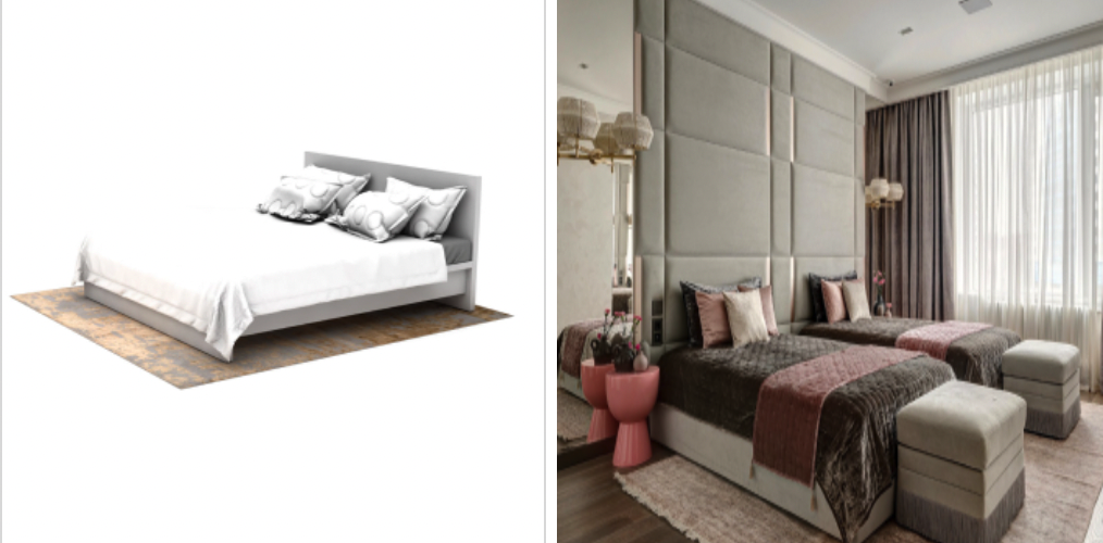 Фото ковра под кроватью с прикроватными тумбами 