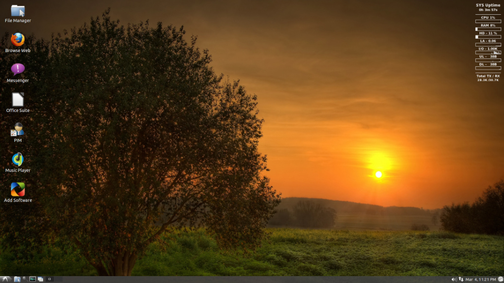 С минимальным набором графических улучшений LXLE все-равно выглядит "молодцом".