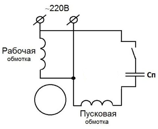 Однофазный двигатель с конденсатором схема подключения асинхронный