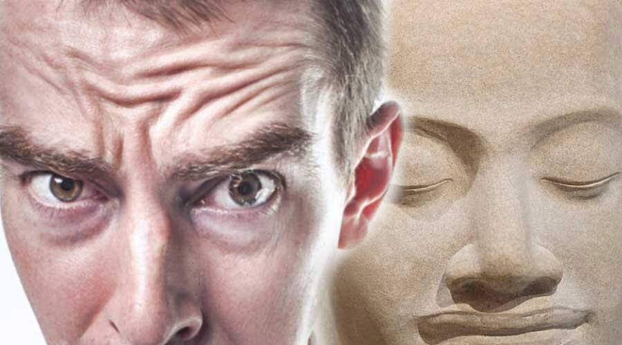 Рис. 1. Морщинистый лоб простого смертного и лоб Будды // фото: pixabay.com