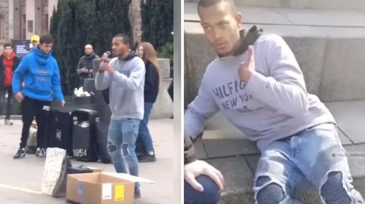 Избиение уличного рэпера в Киеве. Кадры из видео