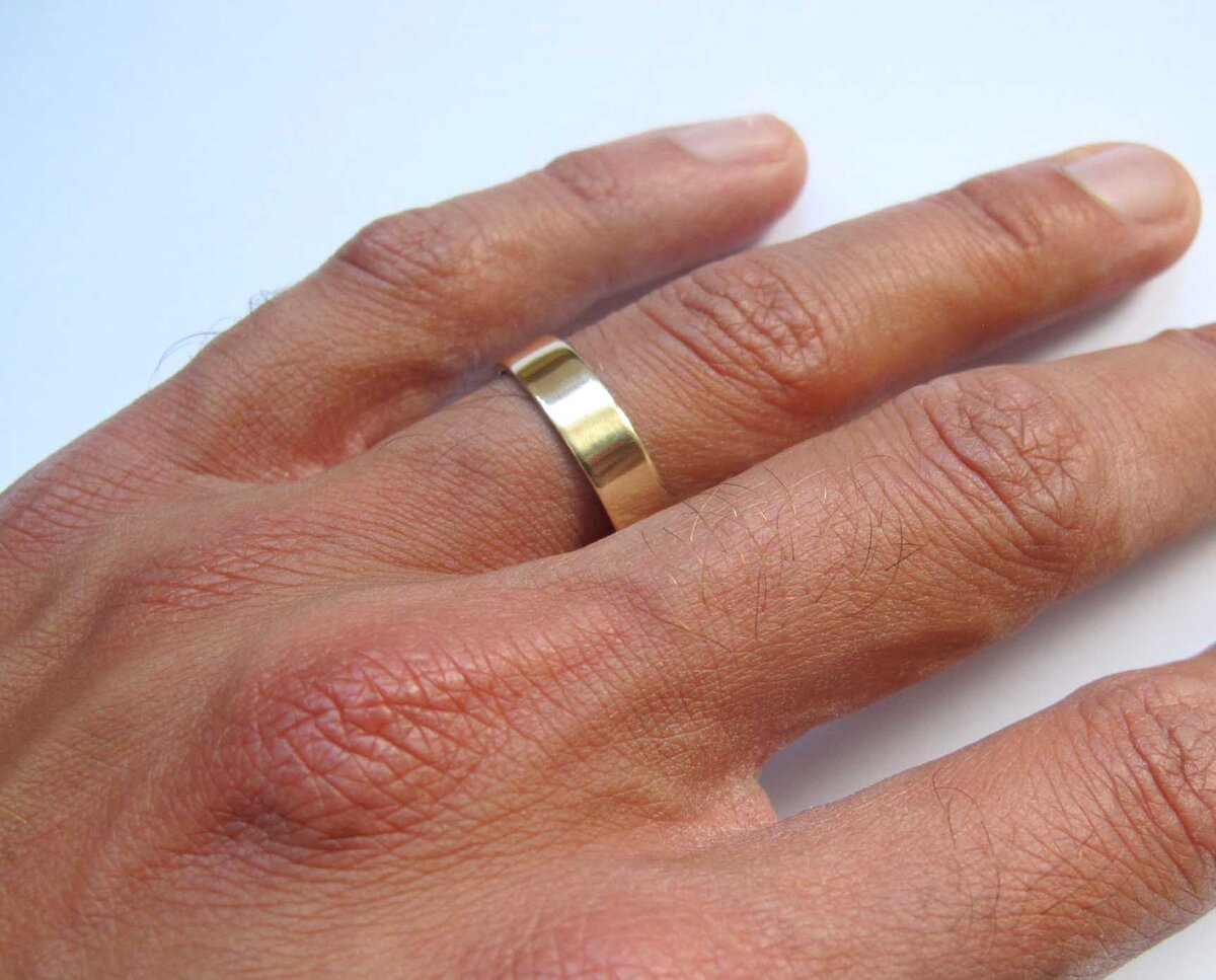 Обручальное кольцо у мужчины на руке