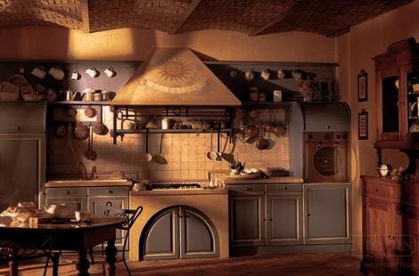 Традиционная деревенская кухня в стиле Прованс. 