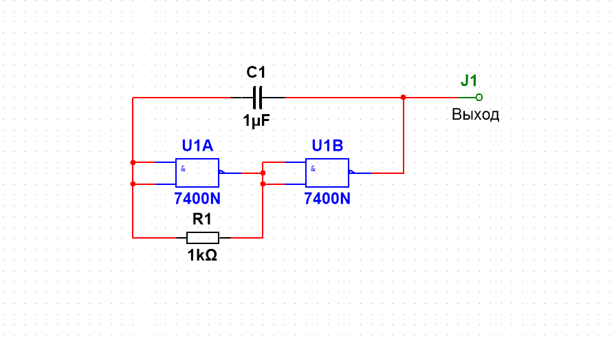Рис 1 генератор на двух логических элементах
