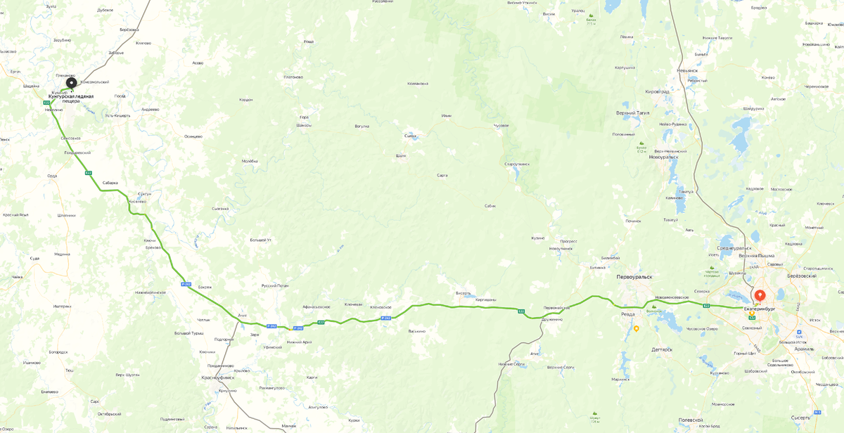 Маршрут Екатеринбург - Кунгур.
