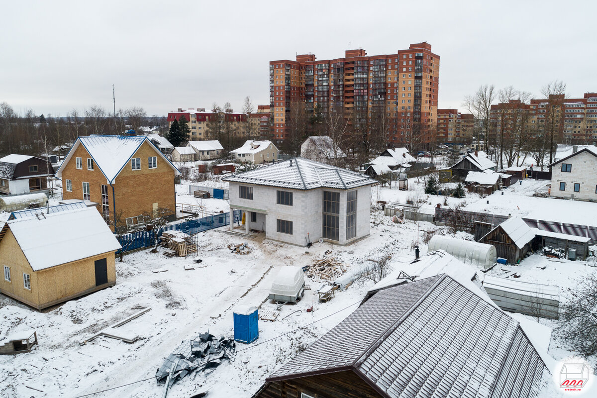 Дом 12*14 с угловым вторым светом в Никольском, площадь 226 м2: пять жилых  комнат и кухня-гостиная 54 м2. Газобетон на УШП (фото и план) | Андрей Шанс  - УШП фундаменты и строительство домов | Дзен