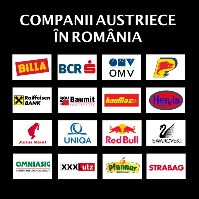 Список австрийских компаний, ведущих свой бизнес в Румынии. Источник фото: Kronen Zietung