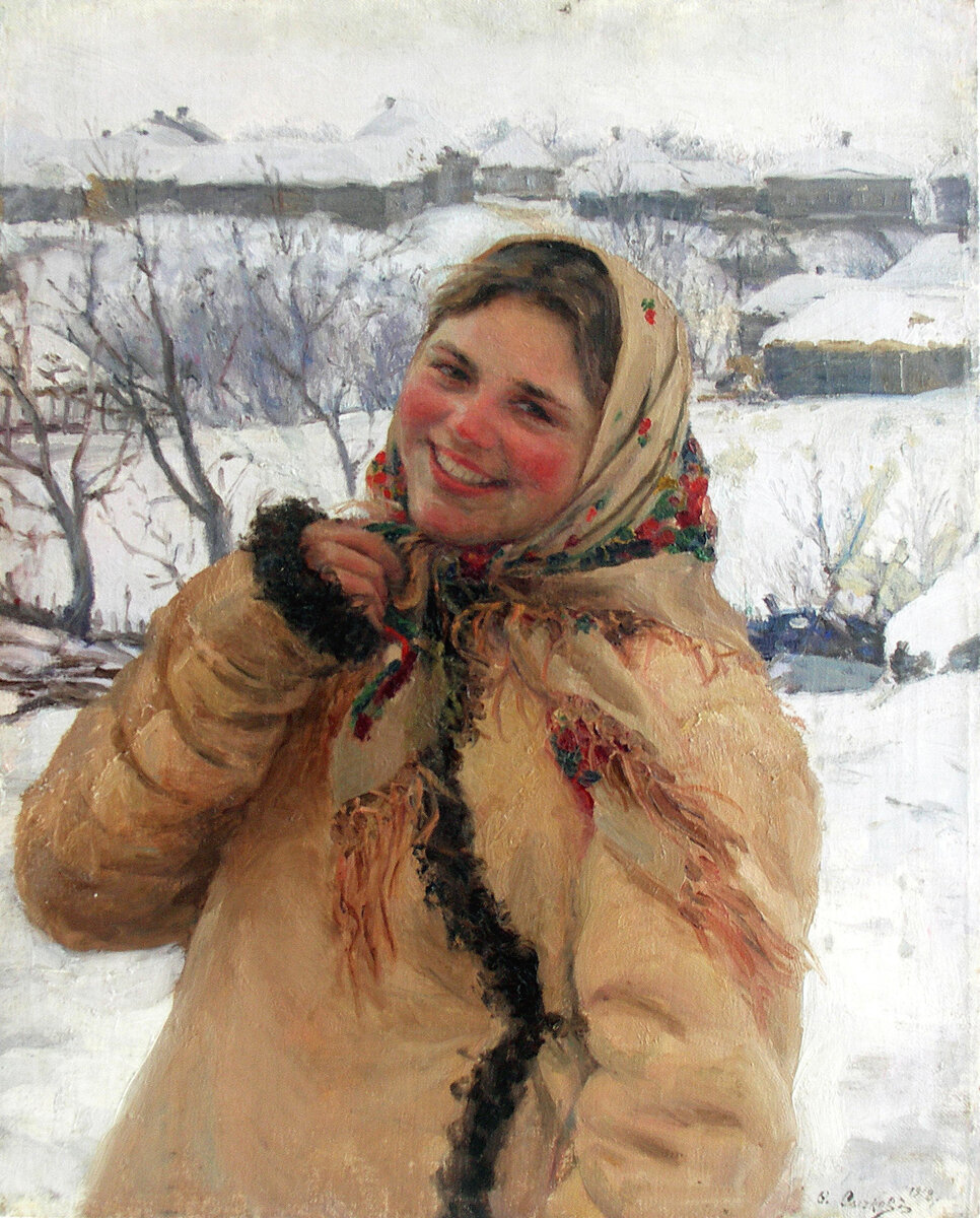  Ф.В. Сычков. 1870-1958 Девушка зимой. 1912. Холст, масло. Вологодская областная картинная галерея