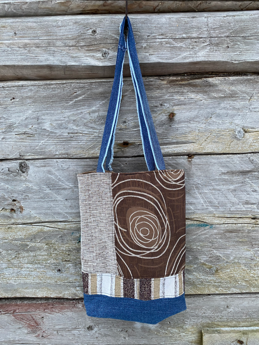 №1 Коричневый, бежеый, синий джинс