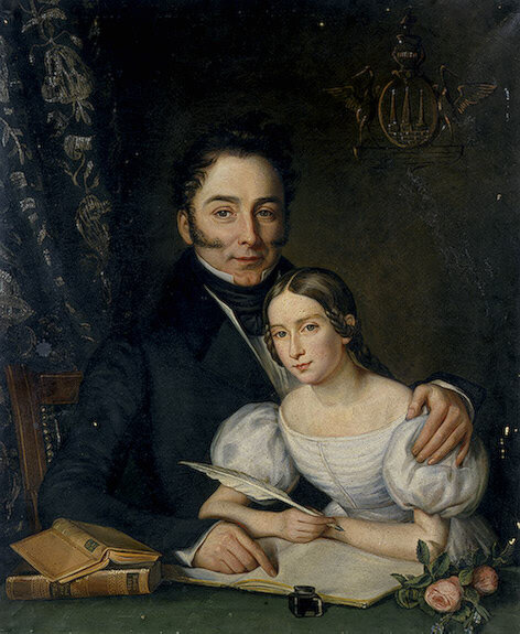 А. И. Рибопьер с младшей дочерью Татьяной, 1836 год. Источник: Яндекс картинки