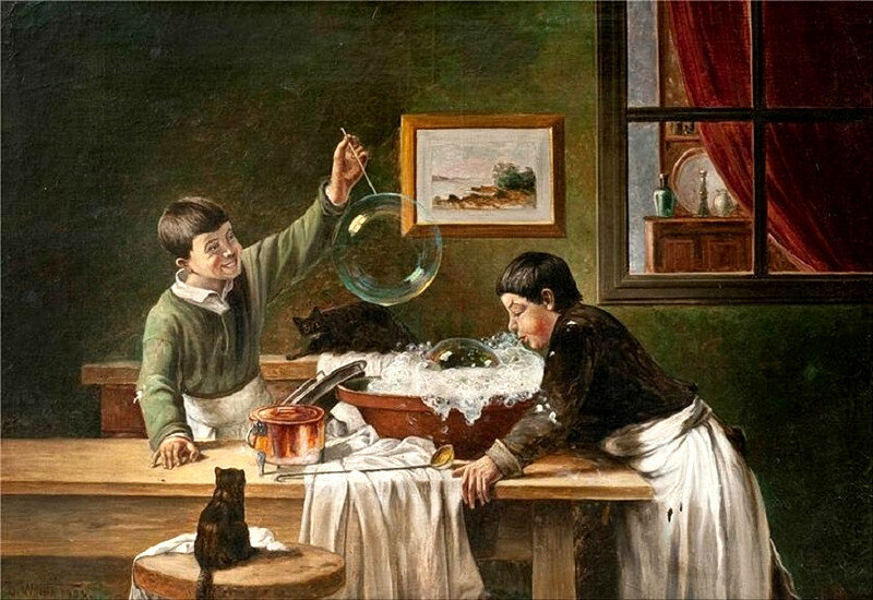 Johan Leonard Wiedh (1866-1938). Playing with soap bubbles (Игра с мыльными пузырями), 1904. Примечание. С «легкой руки» одного из блогеров, разместивших эту картину с пометкой, что ее автор Виктор Ляпкапо (!?), этот получившийся «мыльный пузырь стал кочевать от блога к блогу… - М.Л.