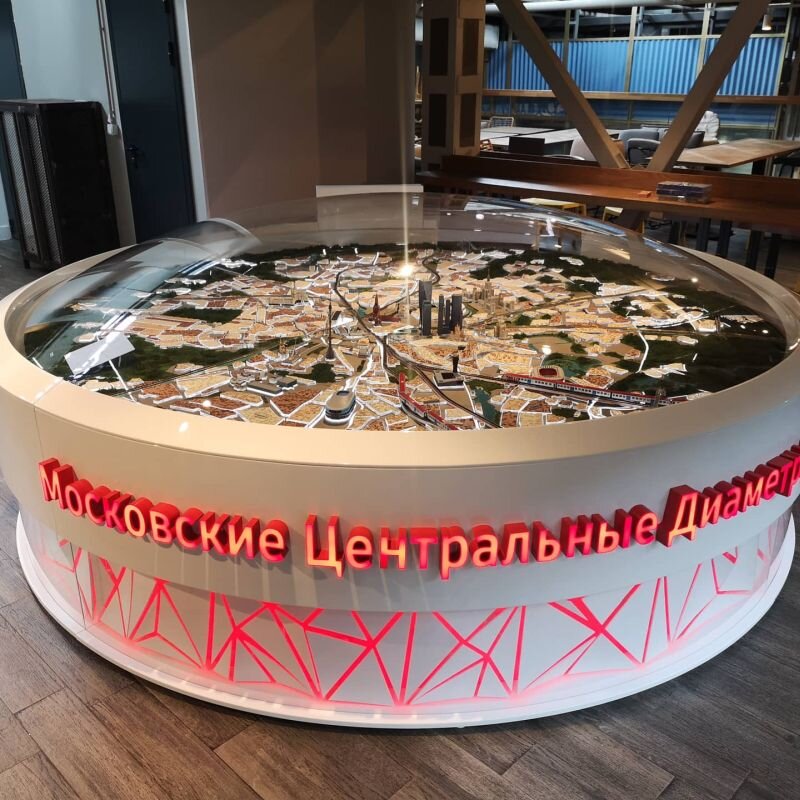 Ниже будет история про этот купол. Макет МЦД в Москве.