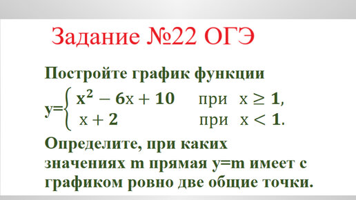 Функции и их свойства. Кусочные функции. Пример №1. Разбор задания №22 ОГЭ