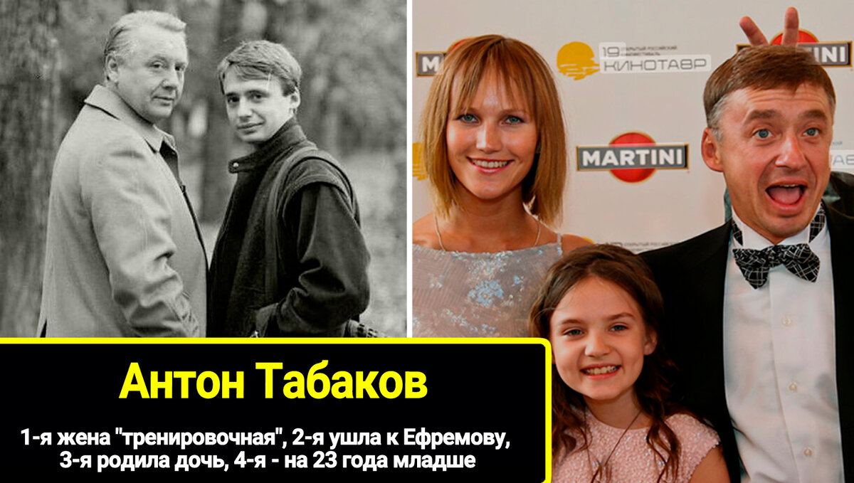 1я 2я ушла к Ефремову, 3я родила дочь, 4я  на 23 года младше, жена тренировочная. Антона Табакова, личная жизнь.