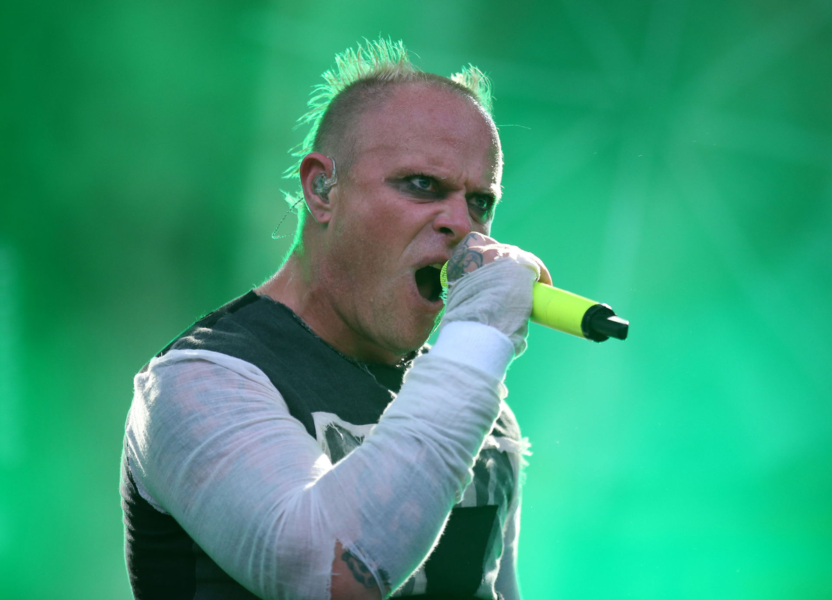 EDITORIAL USE ONLY ONE USE ONLY NO ARCHIVE Keith Flint from The Prodigy performs on the Radio One stage at the Park music festival at Strathallan in Perthshire