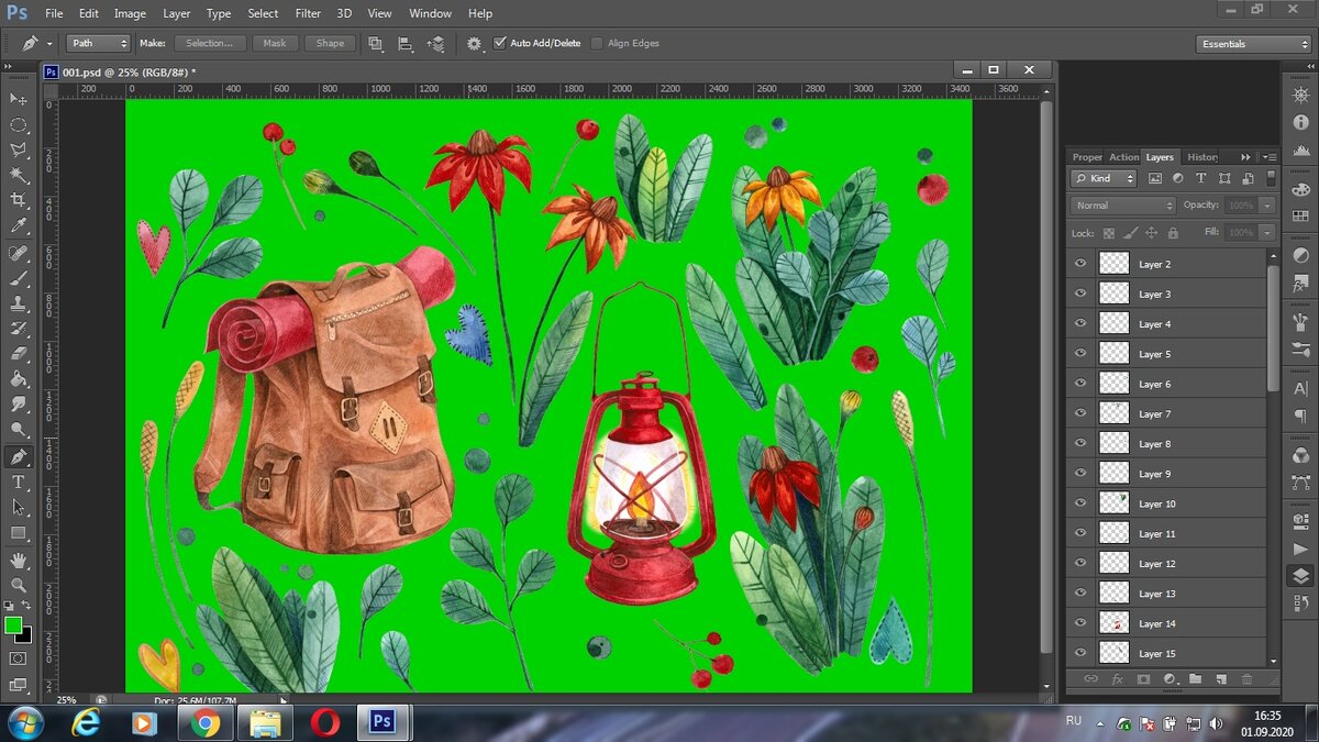 Вот так выглядит процесс работы в Photoshop