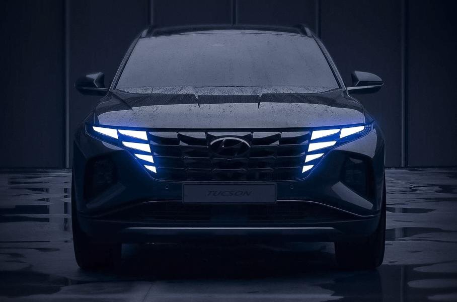 Новая решетка радиатора и передняя оптика Hyundai Tucson 2021 (фото из открытых источников)