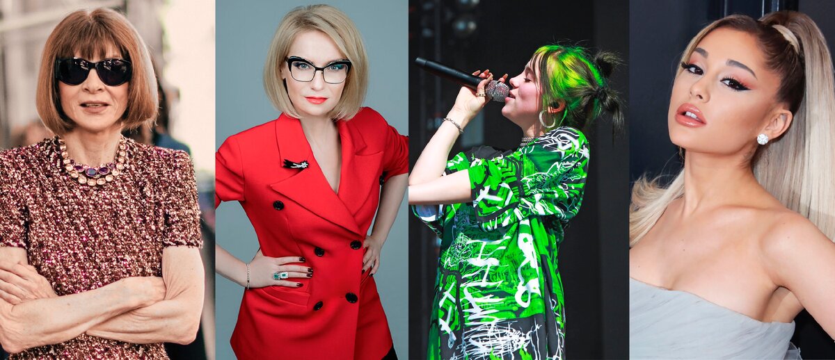 На фото слева направо: Анна Винтур, Эвелина Хромченко, Билли Айлиш и Ариана Гранде