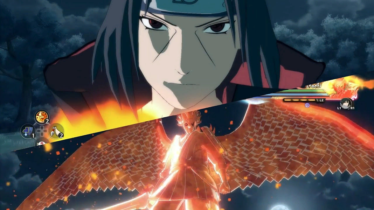 Итачи Учиха и его сусано. Скриншот из игры "NSUNS 4"