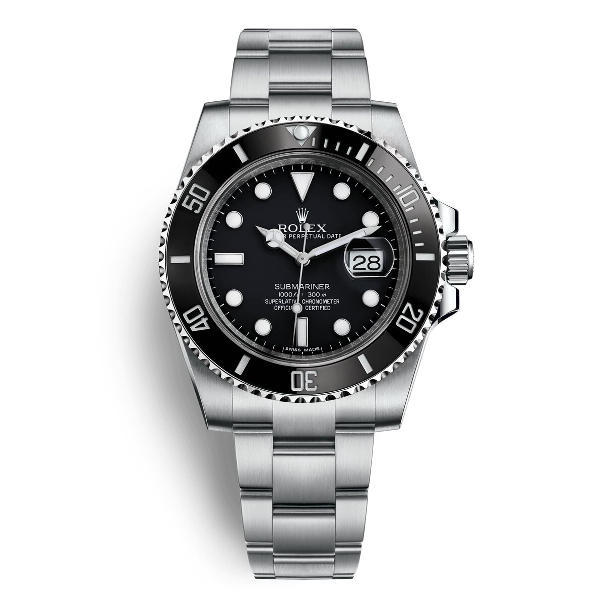 Rolex Submariner, фотография с сайта https://www.diamondsourcenyc.com/product/rolex-submariner-black-dial-ceramic-bezel-steel-mens-watch-116610ln/