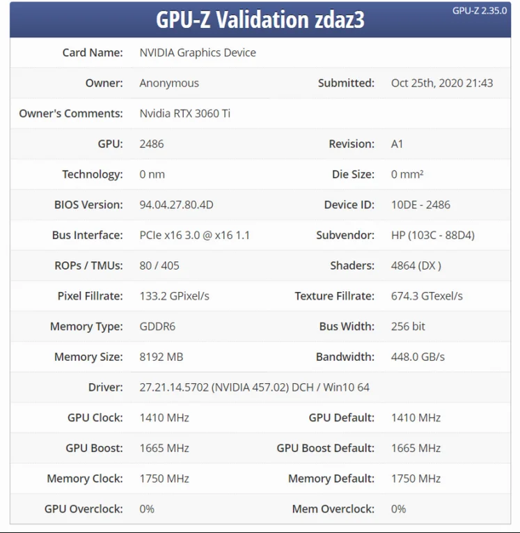                                        Технические характеристики GeForce RTX 3060 Ti
