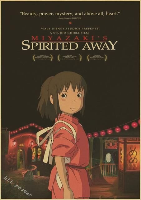 классический постер из США к м/ф "Унесенные призраками" - poster to "Spirited away" - 2001 - by Hayao Miyazaki - Источник- Pinterest.com