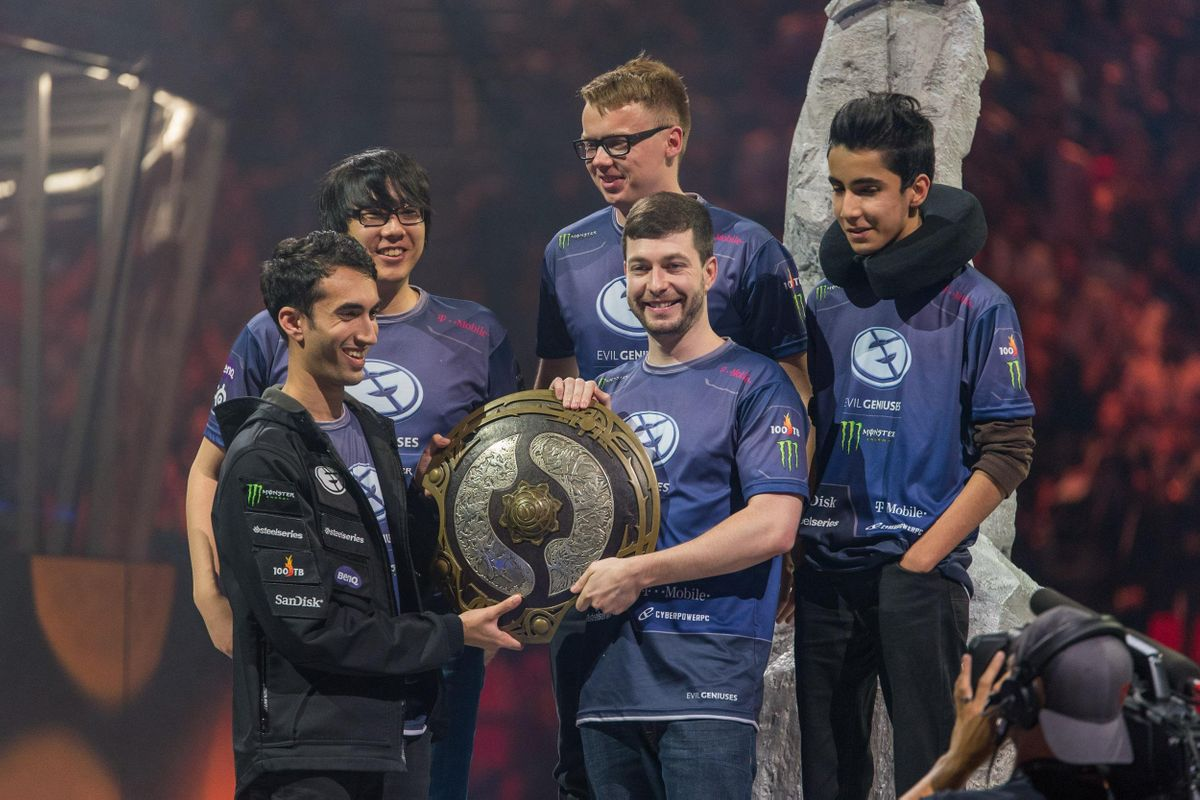 Риад дота 2. АЕГИС Dota 2 International. Кубок International Dota 2. Ti 5 winners. Evil Geniuses состав 2015.