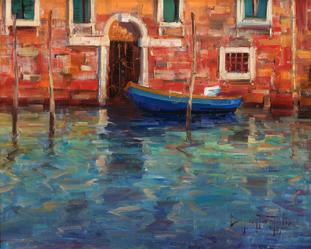 Blue Boat, Old Wall—Venice. Image courtesy Bryan Mark Taylor