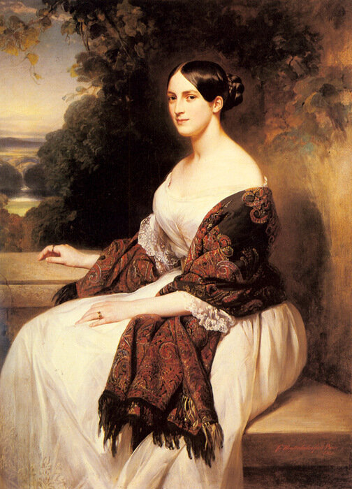 Franz Xavier Winterhalter. Portrait of Madame Ackerman, the wife of the Chief Finance Minister of King Louis.                                                                     Франц Ксавьер Винтерхальтер. Портрет мадам Аккерман, жены главного министра финансов короля Людавика.