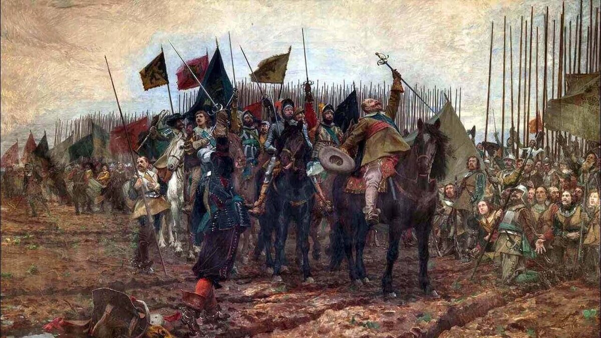 Густав II Адольф перед битвой. Особо не думает - он и так во всем уверен.