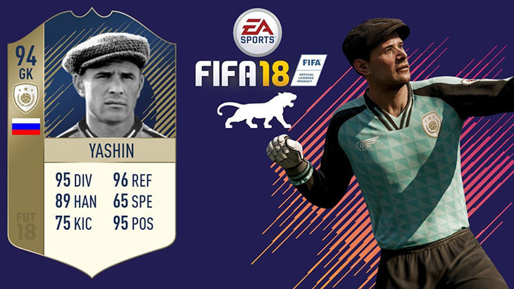 Даже в игре FIFA 18 Лев Яшин изображен в кепке
